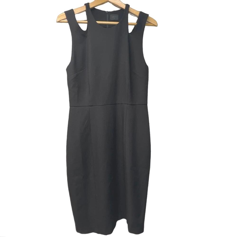 Pure Navy Blue Womens Sleeveless Sheath Career Work Dress Stretch Size 8